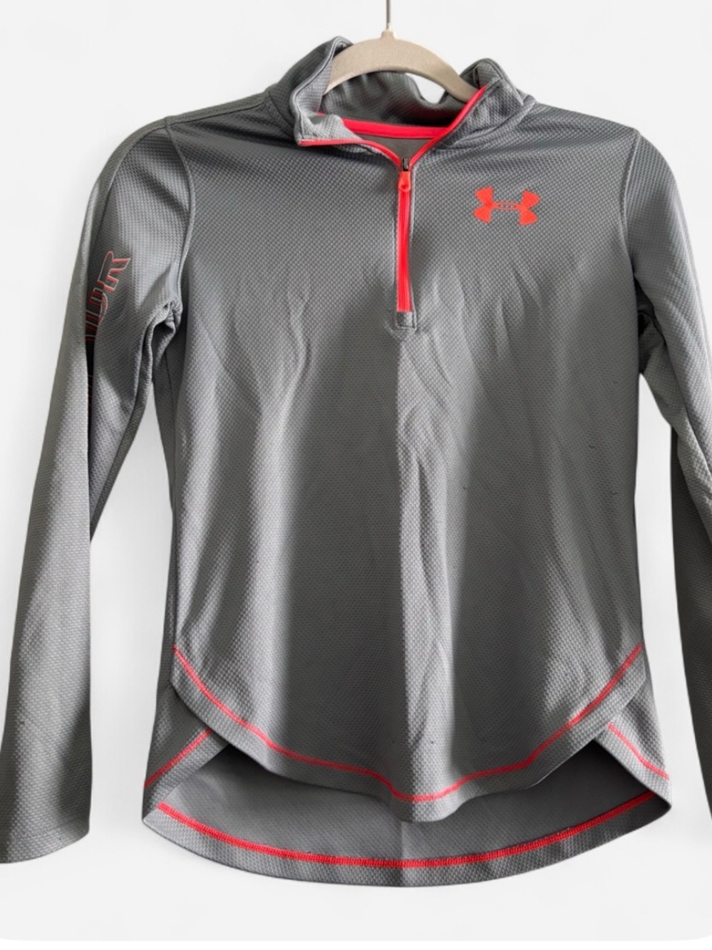 Under Armour Gray Performance Quarter-Zip Jacket with Orange Trim